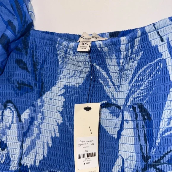 Francesca's Collections Blue and White Smocked Dress - Picture 3 of 5